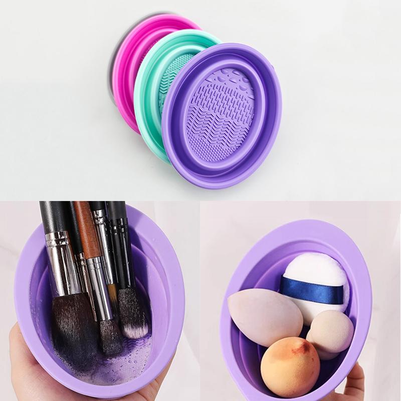 Beauty Makeup Organizer - Pembersih Kuas Rias Silikon Lembut Mangkuk